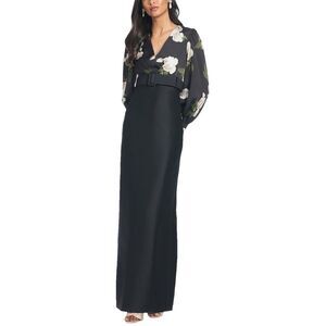 Sachin + Babi Black Slit Maxi Gown